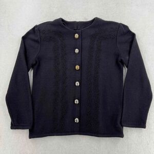 Castleberry Cardigan Blazer Black Women's Button Up Knit Size 14